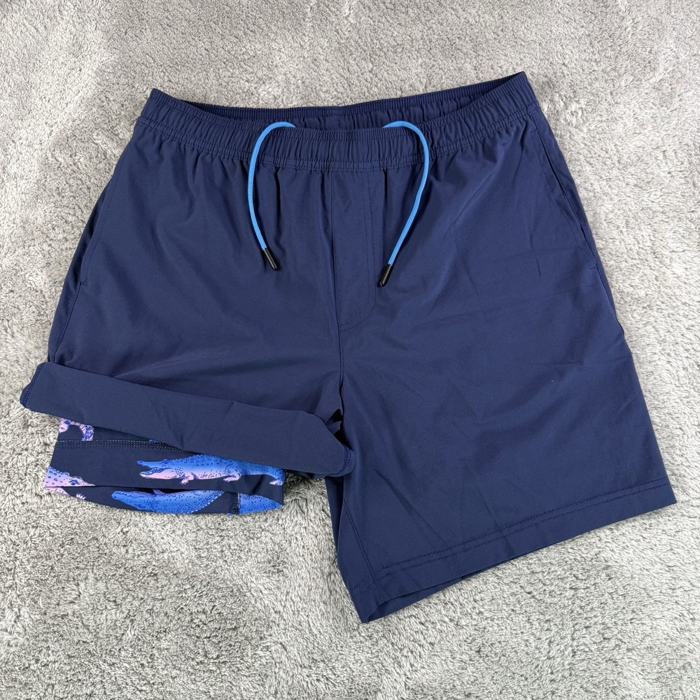 Chubbies Mens Swim Trunks Medium 7" Lined Stretch Blue Performance Beach Shorts
